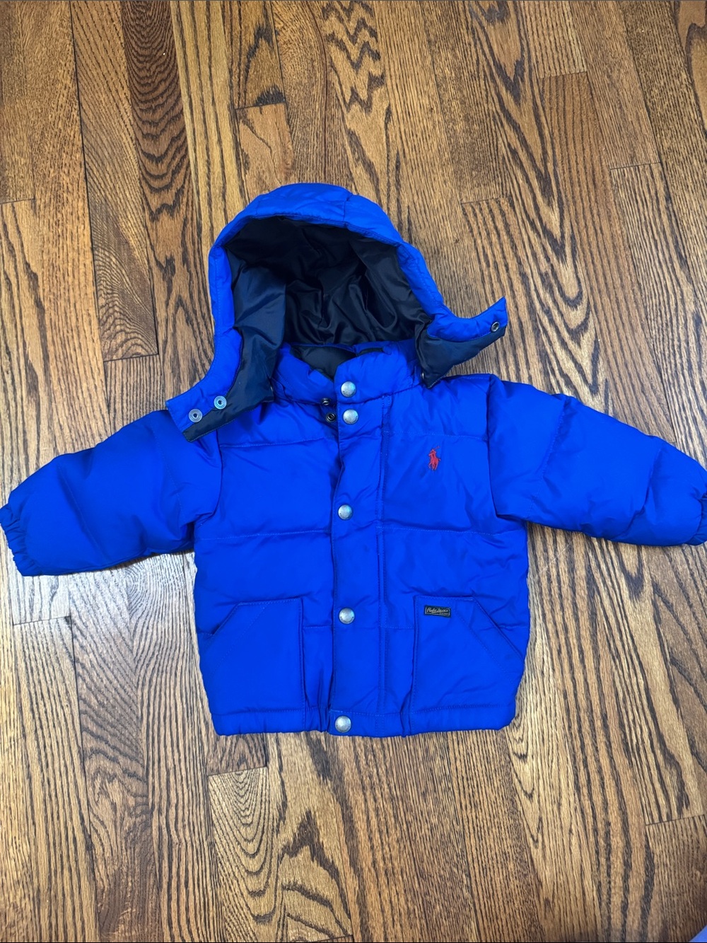 Ralph Lauren Toddler Blue Hooded Puffer Jacket Coat 18M
